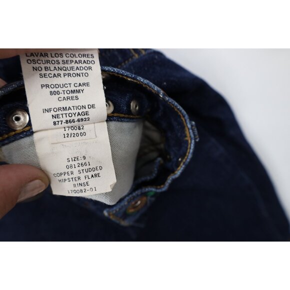 Vintage Y2K 2000 Tommy Hilfiger Womens 9 Copper Rivet Hipster Flared Denim Jeans - Picture 10 of 15